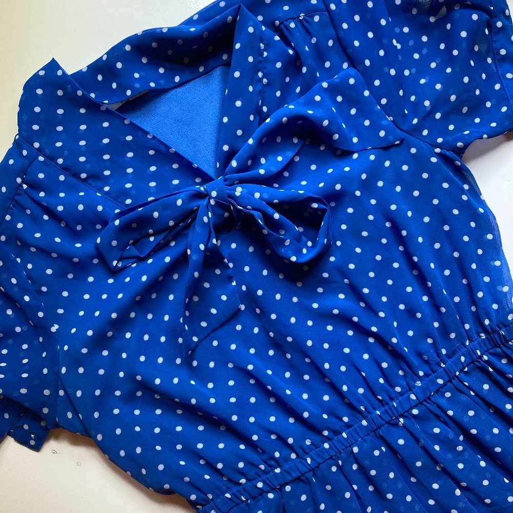 Retro blue polka dot dress